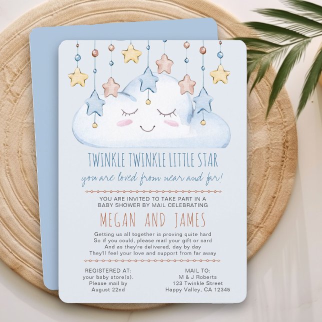 Twinkle Twinkle Dikt Boy Shower by Mail Inbjudningar (Baby Shower by Mail Invitation from my Twinkle Twinkle baby shower collection)