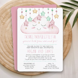 Twinkle Twinkle Dikt Girl Baby Shower by Mail Inbjudningar