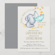Twinkle Twinkle Elephant Grått Gender Reveal