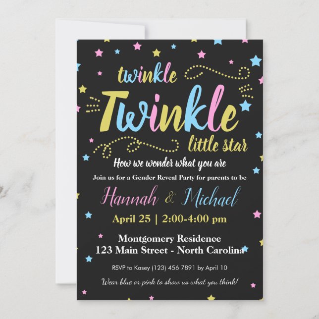Twinkle Twinkle Gender Little Star Reveal OSA Inbjudningar (Framsida)