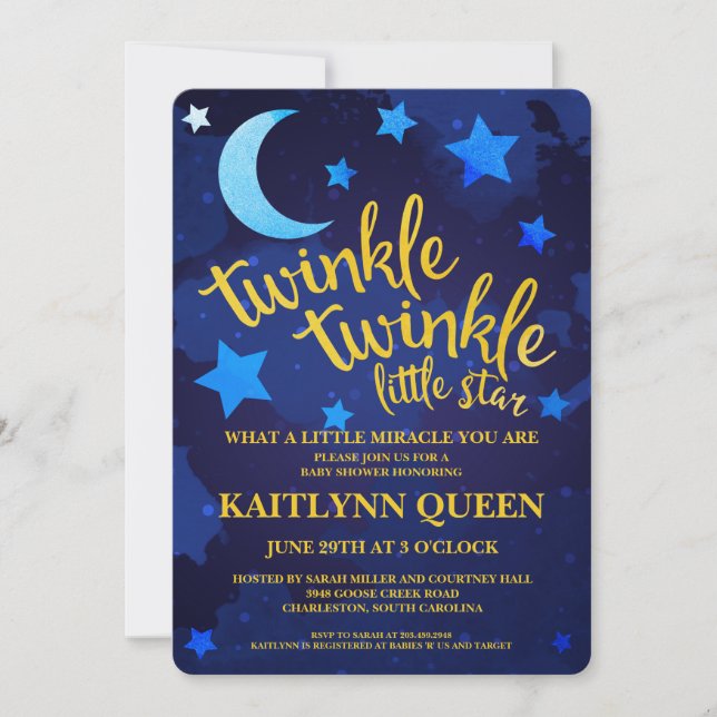 Twinkle Twinkle Gender Neutral Baby Shower Inbjudningar (Framsida)
