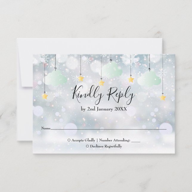 Twinkle Twinkle Gender Neutral Winter Baby Shower OSA Kort (Framsida)