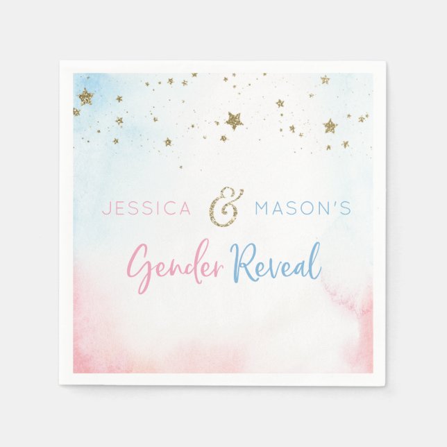 Twinkle Twinkle Gender Reveal Cocktail Napkin Pappersservett (Framsidan)