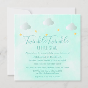 Twinkle Twinkle Könsneutral Baby Shower för Par Inbjudningar