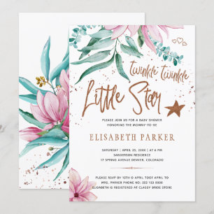 Twinkle twinkle lilla stjärna blomster baby shower inbjudningar