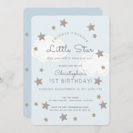 Twinkle Twinkle Little Star 1:a Boy Birthday Inbjudningar