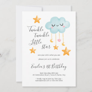 Twinkle Twinkle Little Star 1:a födelsedag Inbjudningar