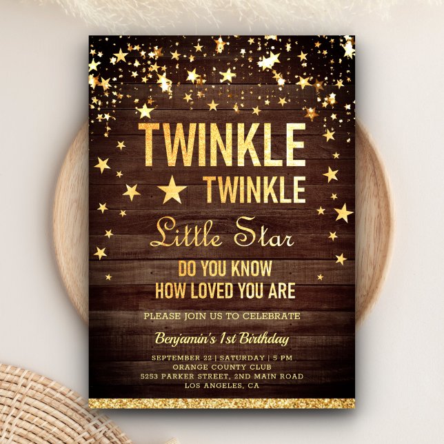 Twinkle Twinkle Little Star 1:a födelsedagen Party Inbjudningar (Skapare uppladdad)