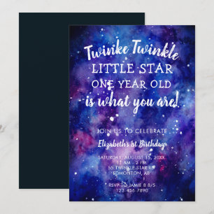 Twinkle Twinkle Little Star 1:a födelsedagsgalaxen Inbjudningar