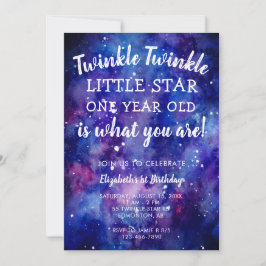 Twinkle Twinkle Little Star 1:a födelsedagsgalaxen Inbjudningar