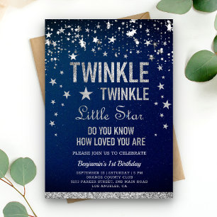 Twinkle Twinkle Little Star 1-årsfest Inbjudningar