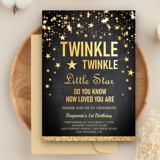 Twinkle Twinkle Little Star 1-årsfest Inbjudningar (Skapare uppladdad)
