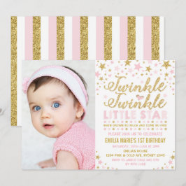 Twinkle Twinkle Little Star 1st Birthday Rosa Guld Inbjudningar