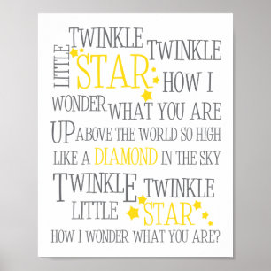 TWINKLE TWINKLE LITTLE STAR-8X10 KONSTTRYCK-GUL POSTER