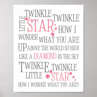 TWINKLE TWINKLE LITTLE STAR - 8X10 KONSTTRYCK ROSA POSTER