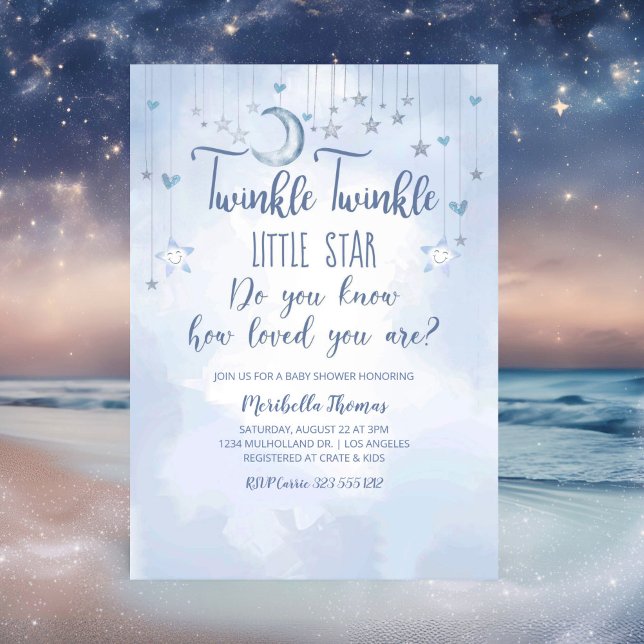 Twinkle Twinkle Little Star and Moon Baby Shower Inbjudningar (Skapare uppladdad)