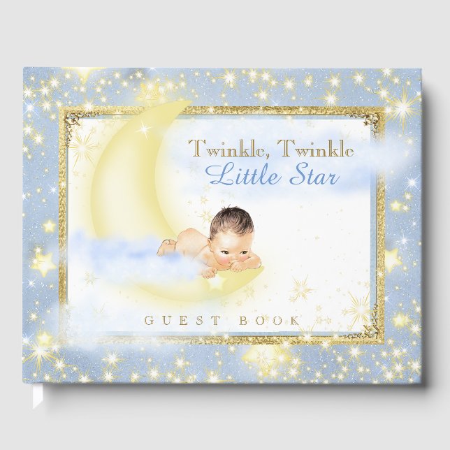 Twinkle Twinkle Little Star Baby Boy Gästbok (Framsida)
