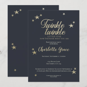 Twinkle Twinkle Little Star Baby Reveal Party Inbjudningar