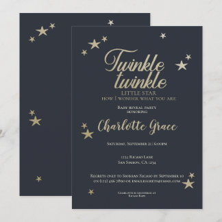 Twinkle Twinkle Little Star Baby Reveal Party Inbjudningar