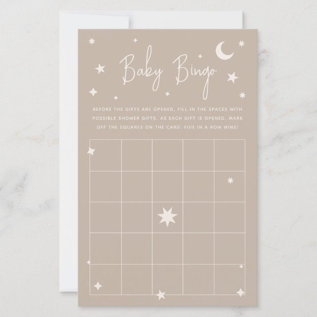 Twinkle Twinkle Little Star Baby Shower Bingo Card (Framsida)