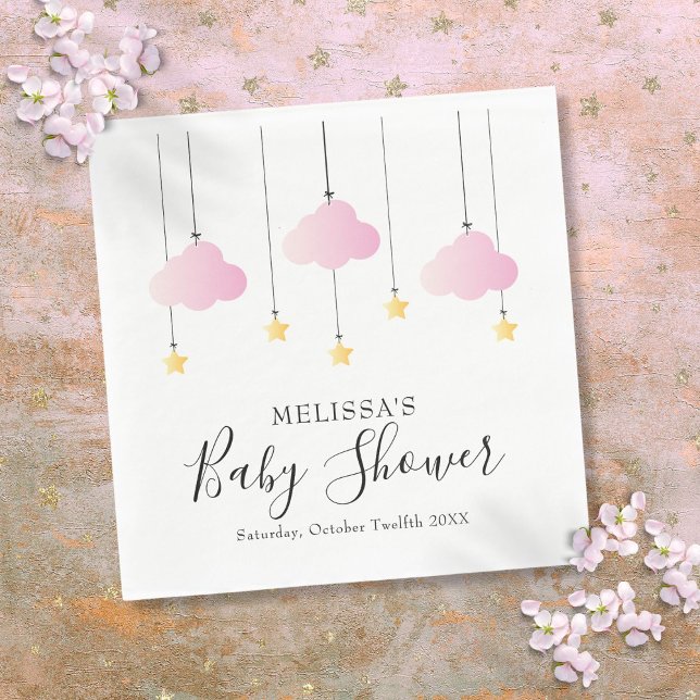 Twinkle Twinkle Little Star Baby Shower Girl Rosa Pappersservett (Twinkle Twinkle Little Star Baby Shower Girl Pink Napkins)