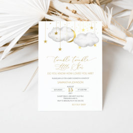 Twinkle Twinkle Little Star Baby Shower, Grått Gul Inbjudningar