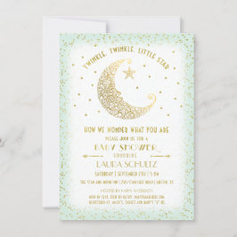 Twinkle Twinkle Little Star Baby Shower Guld/Mintg Inbjudningar