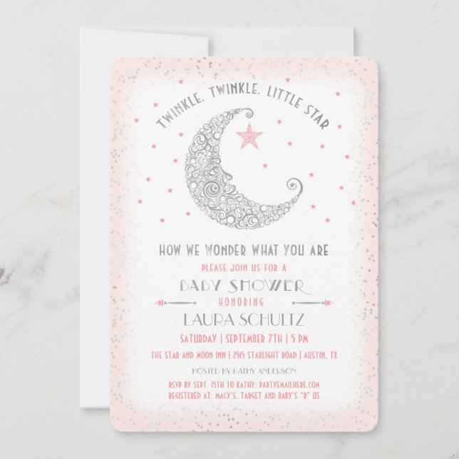 Twinkle Twinkle Little Star Baby Shower Inbjudan (Framsida)