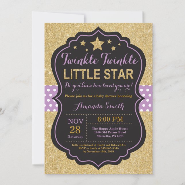 Twinkle Twinkle Little Star Baby Shower-inbjudan Inbjudningar (Framsida)