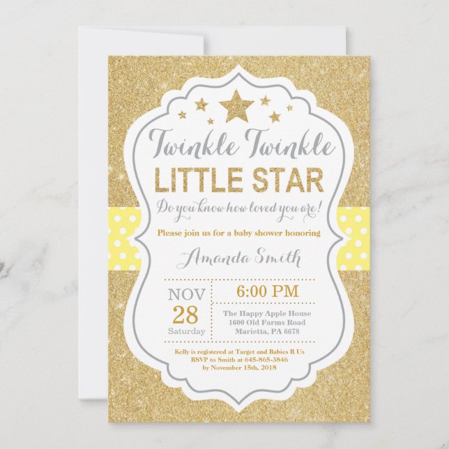Twinkle Twinkle Little Star Baby Shower-inbjudan Inbjudningar (Framsida)