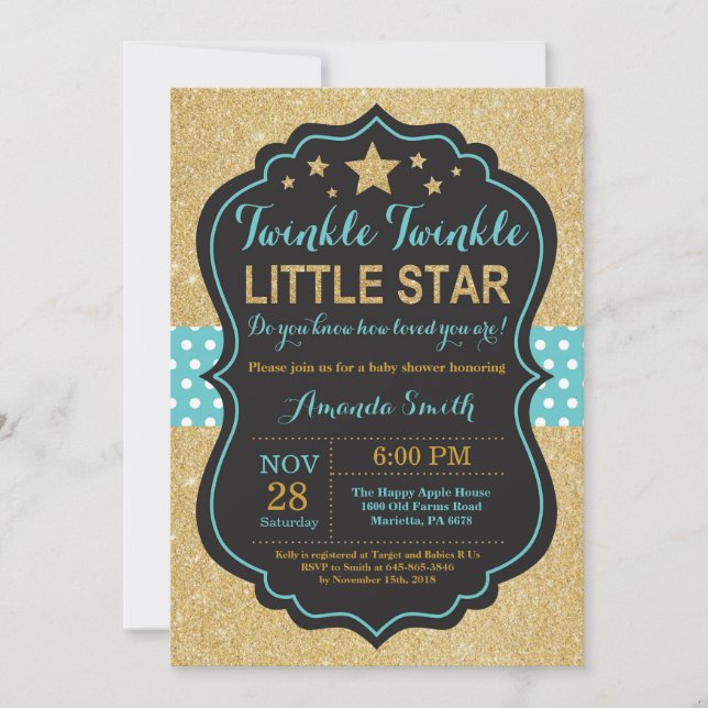 Twinkle Twinkle Little Star Baby Shower-inbjudan Inbjudningar (Framsida)
