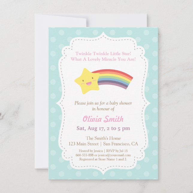 Twinkle Twinkle Little Star Baby Shower Inbjudningar (Framsida)