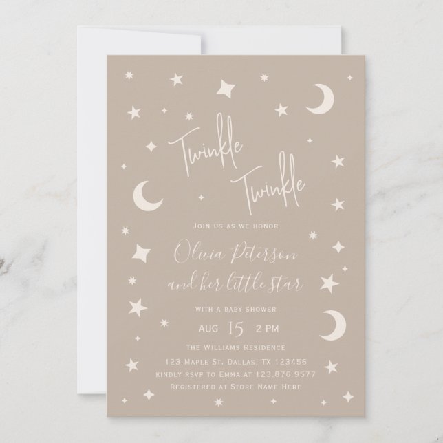 Twinkle Twinkle Little Star Baby Shower Inbjudningar (Framsida)