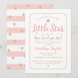 Twinkle Twinkle Little Star Baby Shower Rosa Guld Inbjudningar