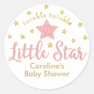 Twinkle Twinkle Little Star Baby Shower Rosa Guld Runt Klistermärke