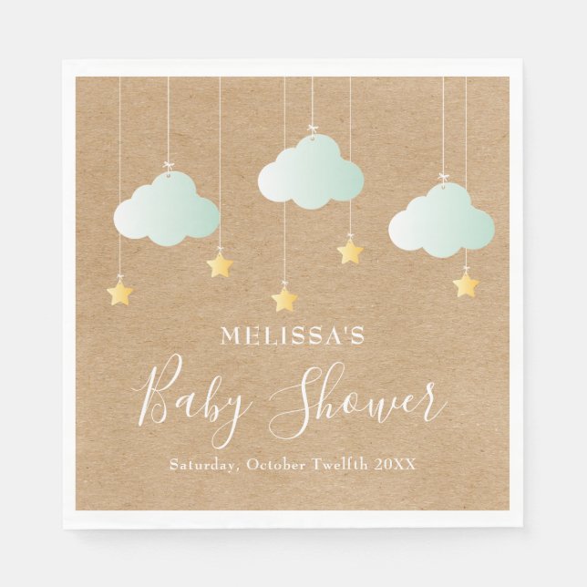 Twinkle Twinkle Little Star Baby Shower Rustic Pappersservett (Framsidan)