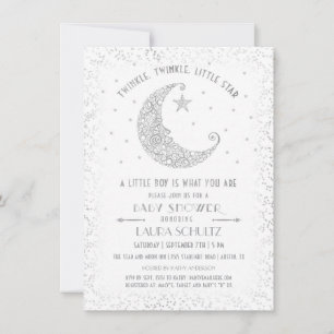 Twinkle Twinkle Little Star Baby Shower Silver Inbjudningar