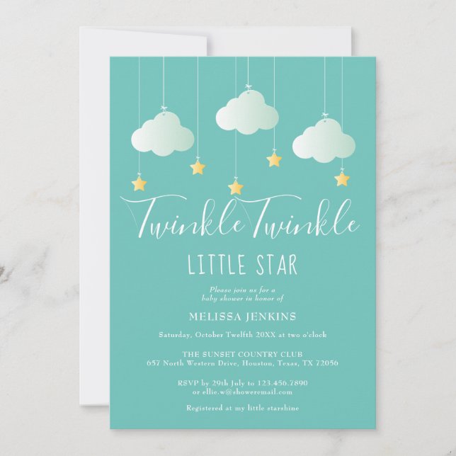 Twinkle Twinkle Little Star Baby Shower / Sprinkle Inbjudningar (Framsida)