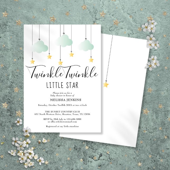 Twinkle Twinkle Little Star Baby Shower Strössel Inbjudningar (Twinkle Twinkle Little Star Baby Shower Sprinkle Invitation)