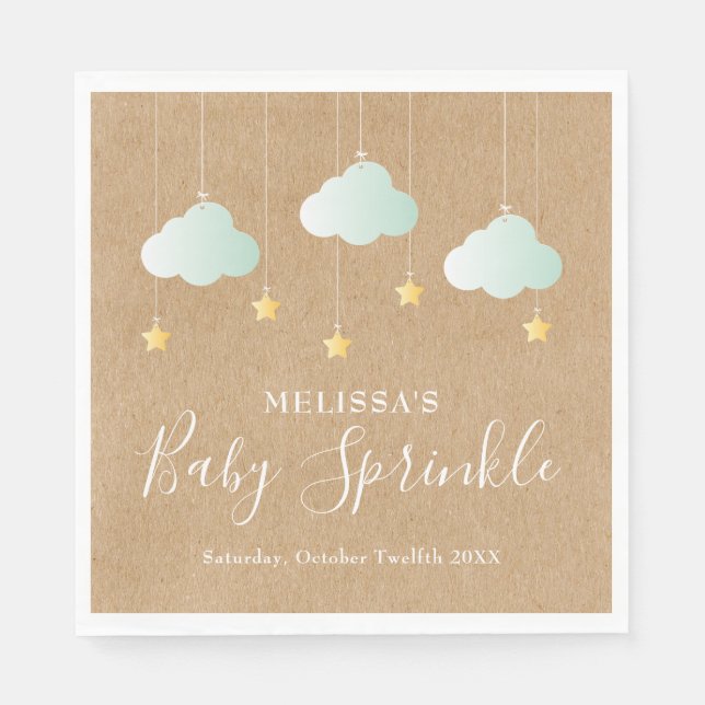 Twinkle Twinkle Little Star Baby Sprinkle Rustic Pappersservett (Framsidan)