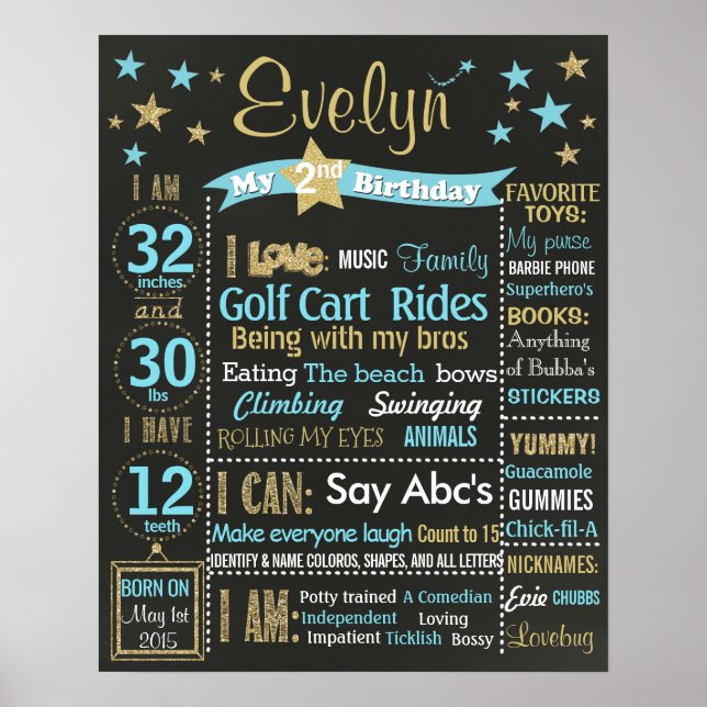 Twinkle Twinkle Little Star Birthday chalkboard Poster (Framsidan)