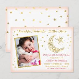 Twinkle, Twinkle, Little Star Birthday Girl Photo Inbjudningar