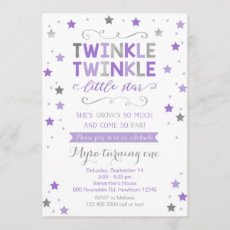 Twinkle Twinkle Little Star Birthday Inbjudan, fli Inbjudningar
