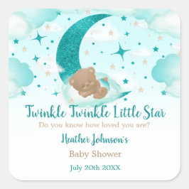 Twinkle Twinkle Little Star Björn Baby Shower Fyrkantigt Klistermärke