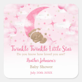 Twinkle Twinkle Little Star Björn Baby Shower Fyrkantigt Klistermärke