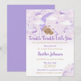 Twinkle Twinkle Little Star Björn Baby Shower Inbjudningar