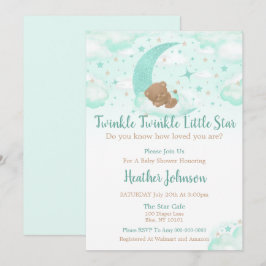 Twinkle Twinkle Little Star Björn Baby Shower Inbjudningar
