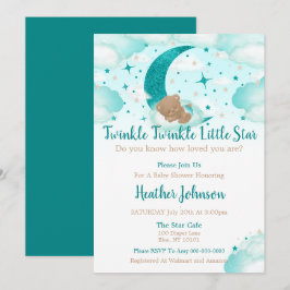 Twinkle Twinkle Little Star Björn Baby Shower Inbjudningar