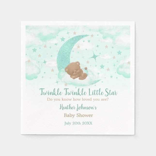 Twinkle Twinkle Little Star Björn Baby Shower Pappersservett (Framsidan)