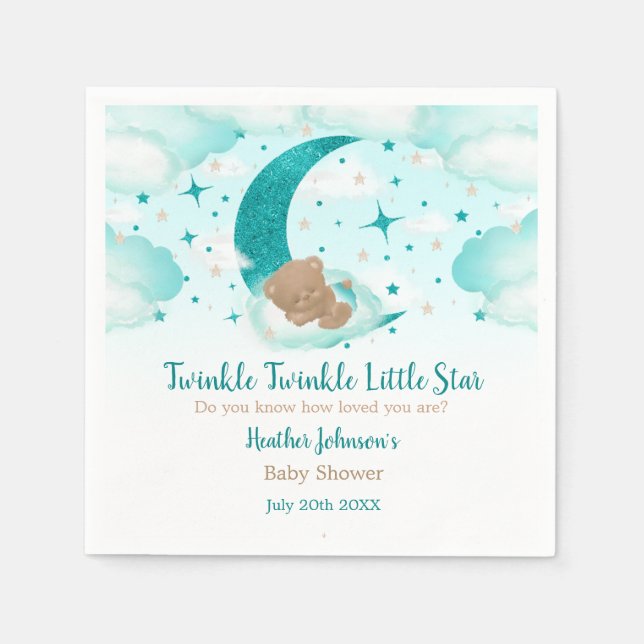 Twinkle Twinkle Little Star Björn Baby Shower Pappersservett (Framsidan)